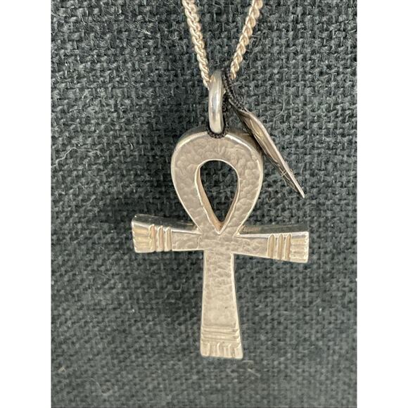 RARE JAMES AVERY STERLING SILVER HAMMERED ANKH & CHAIN BAG & BOX - Picture 9 of 9